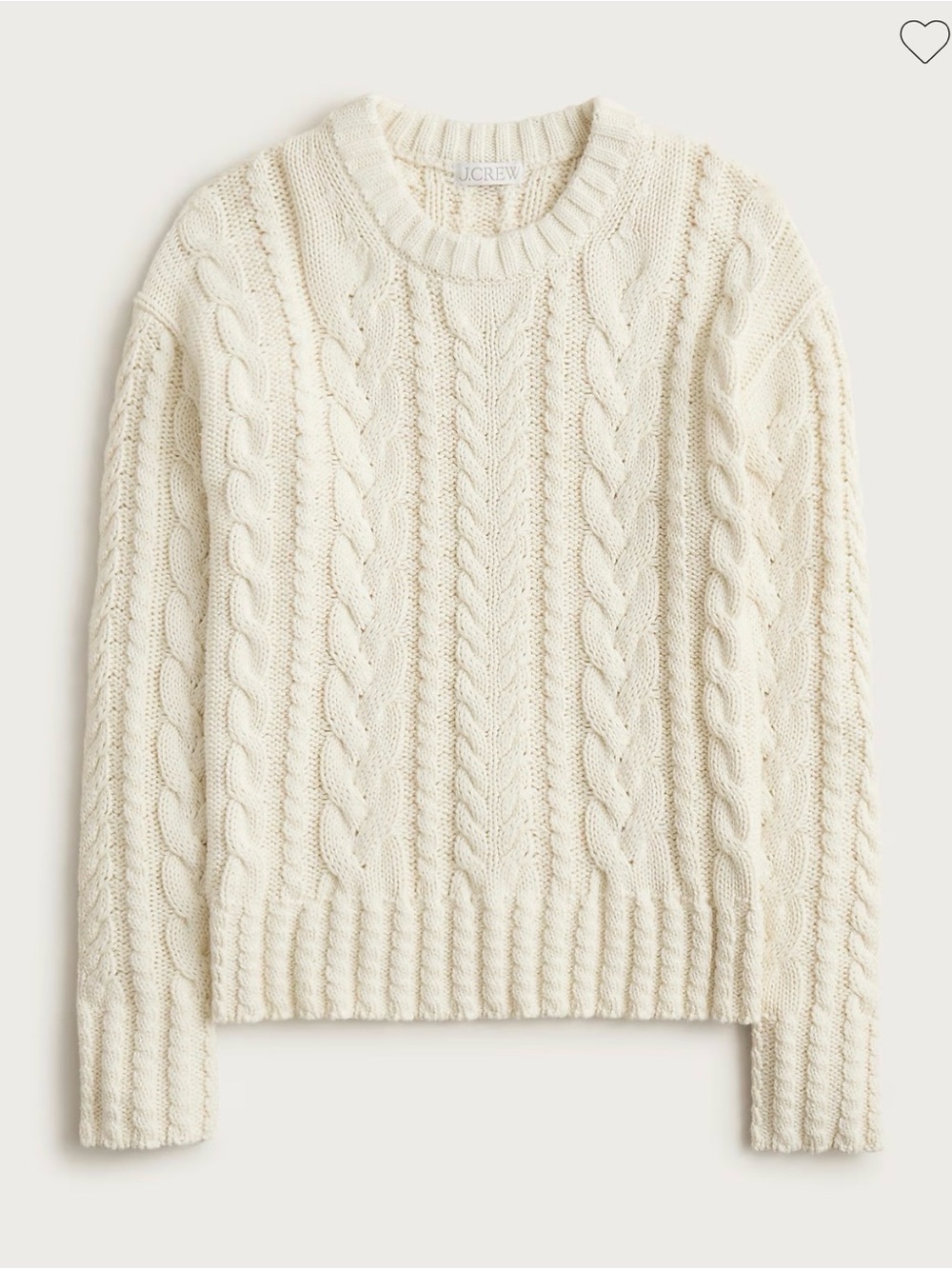 J. Crew Cable-knit crewneck sweater ivory lace size medium